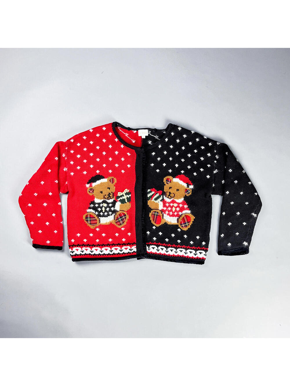 Vintage Holiday Sweater | 90's Teddy Bear Knit Patterned Sweater Cardigan